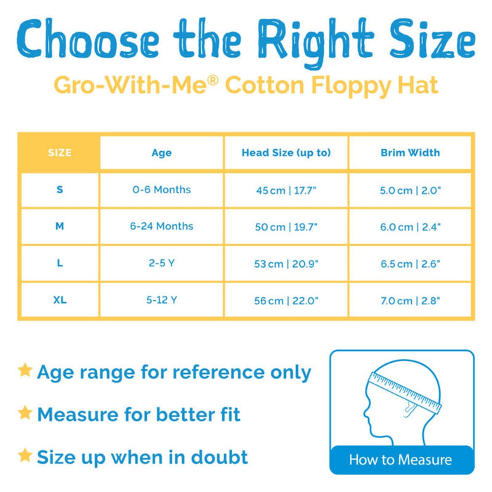 jan and jul cotton floppy sun hat size chart