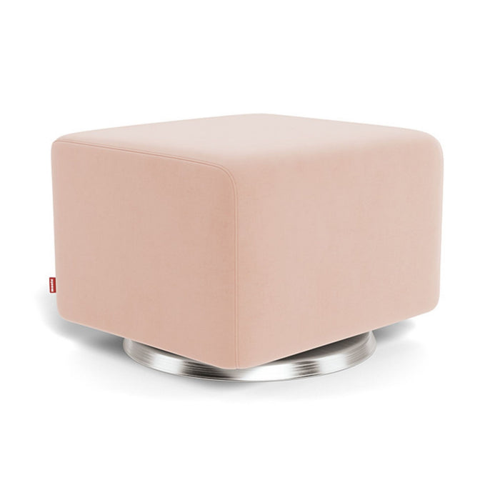 monte design como glider otttoman  blush velvet light pink stainless steel swivel base