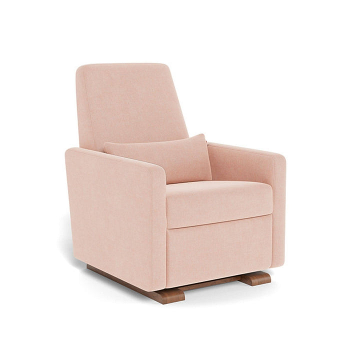 monte design grano glider recliner walnut base petal pink light pink