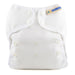 mother ease organic wizard duo cloth diaper cover white with white trim, logo on tag, one size