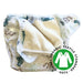 mother ease organic wizard uno all in one cloth diaper open to show interior, watermark says gots global organic textile standard on it